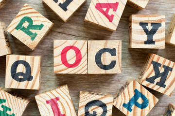Alphabet letter block in word OC (Abbreviation of opportunity cost or original content, character)...