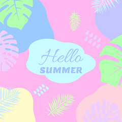 Beautiful gentle abstract tropical background hello summer, texture for design, vector illustration