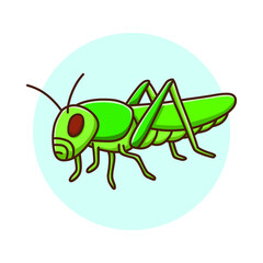 Grasshopper Kids Drawing Cartoon. Insect Fly Mascot Vector Illustration. Zoo Animal Cute Character
