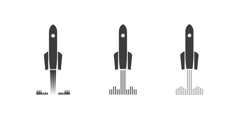 Rocket launch icon. Startup template. Rockets. Rocket ship flies up. Vector illustration
