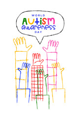 Autism Awareness Day kid hand cartoon card