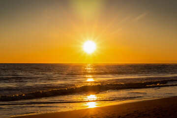 Obraz premium Sunset over sea coast. Summer evening.