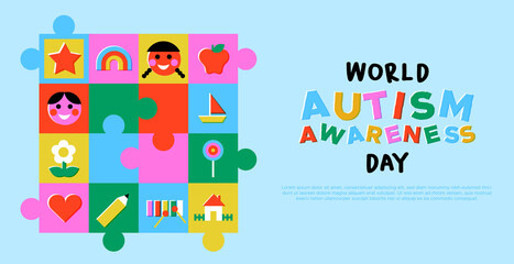 Autism Awareness Day kid puzzle game mosaic