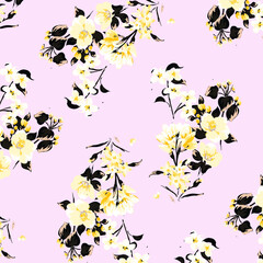 Floral seamless pattern. Hand drawn. For textile, wallpapers, print, wrapping paper. Vector stock illustration.