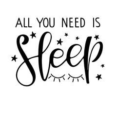 Phrase about the need for healthy sleep and closed eyes sketch. Modern brush calligraphy lettering. Sublimation print for mug, t-shirt, sticker, banner, brochure, poster. Bedroom Wall art decor