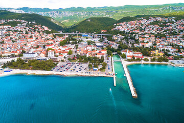 Fototapeta na wymiar Crikvenica. Town on Adriatic sea waterfront aerial view