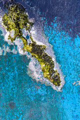 Ocean Blue Painted Damaged Old Plastic Background