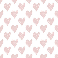 Watercolor hearts digital paper. Hand painted clipart. Seamless pattern isolated on white background.