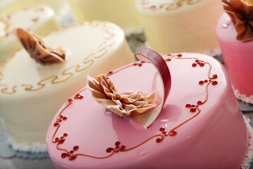 Fototapeta premium Strawberry and banana birthday cakes