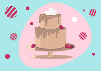 Pastry. Cake. Colorful illustration