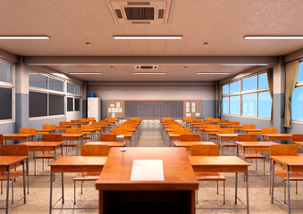 3D Rendering Japanese Classroom