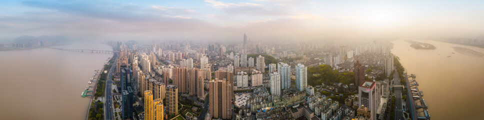 Fototapeta na wymiar Aerial photography of Wenzhou city architecture landscape