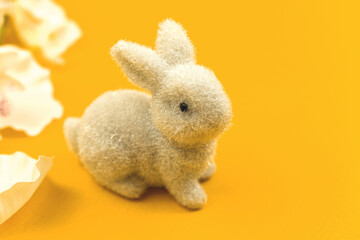 Easter bunny with spring flower close-up