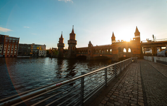 View of Oberbaum Bridge over River Spree against sky, Berlin