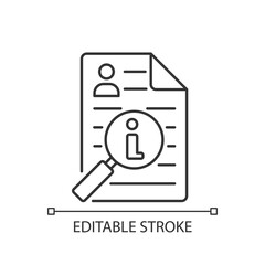 Information broker linear icon. Market reserach. Monitoring business. Brokerage services. Thin line customizable illustration. Contour symbol. Vector isolated outline drawing. Editable stroke