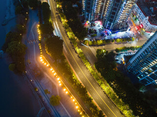 Fototapeta na wymiar Aerial photography of urban road overpass in Fuzhou, China