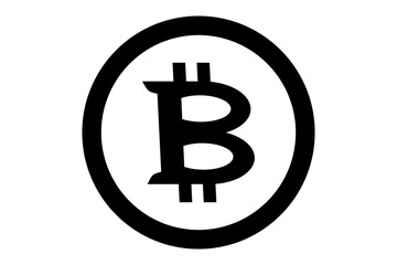 black bitcoin icon and isolated vector illustration