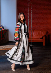 woman in dress with sword