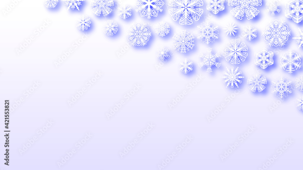 Poster abstract background winter with snowflakes shadows vector design style template