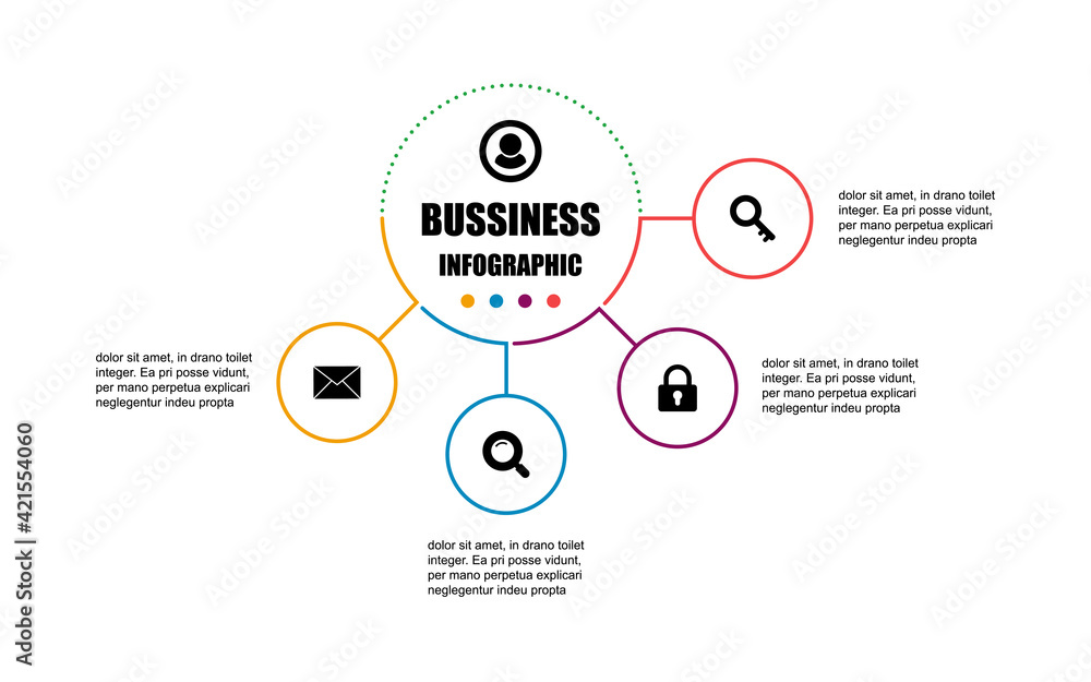 Poster presentation business infographic design template with circle 4 options. vector design concept label