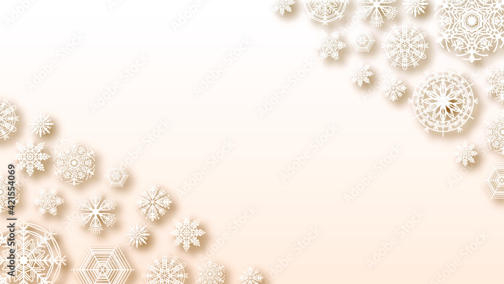 Poster abstract background winter with snowflakes shadows vector design style template