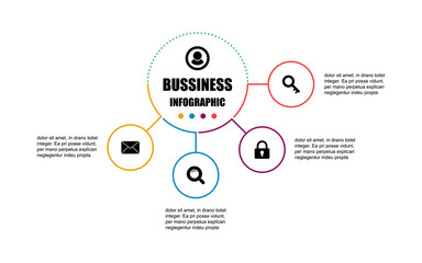 Fototapeta premium Presentation business infographic design template with circle 4 options. Vector design concept label banner elements presentation 4 steps. The thin line infographics design presentation four steps.