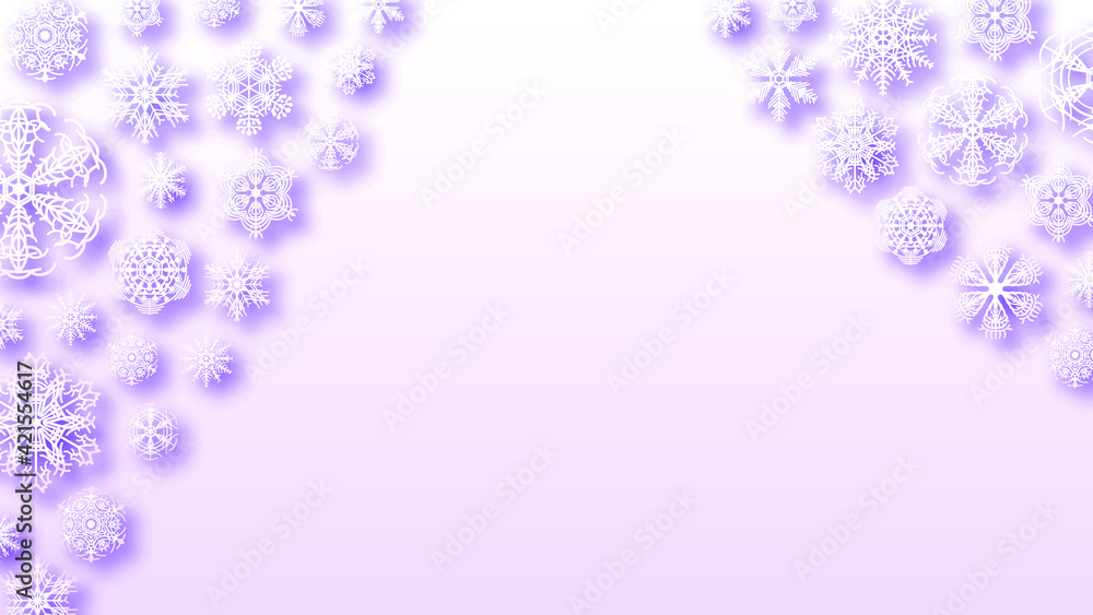 Poster abstract background winter with snowflakes shadows vector design style template