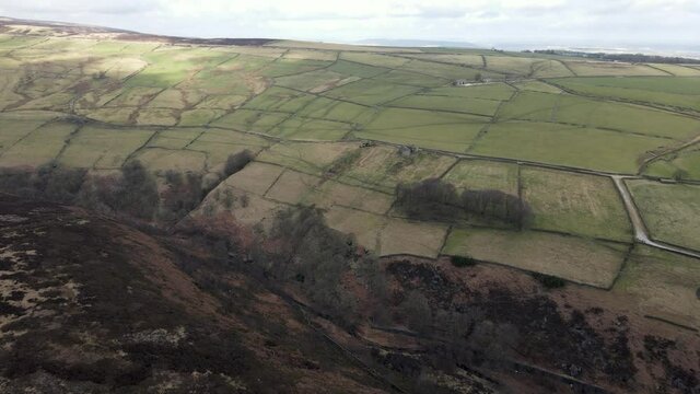 Digley Reservoir Peak District Holmfirth West Yorkshire moors Drone Fly Over Aerial View  