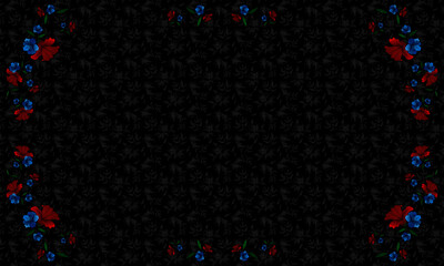 Pattern z kwiatami i  ozdobnymi kwiatami na przy krawędziach © Kordiush