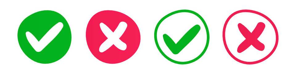 Obraz premium yes, no, cancel, approve stickers vector set