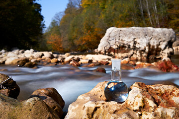 Clean drinking water. Flask with water.
