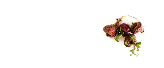 Fresh maca roots or Peruvian ginseng (lat. Lepidium meyenii) with maca products (maca powder) 