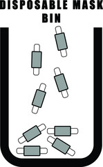 Simple symbol of a waste bin for a disposable mask