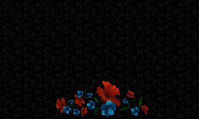 Pattern z kwiatami i  ozdobnymi kwiatami na przy krawędziach © Kordiush