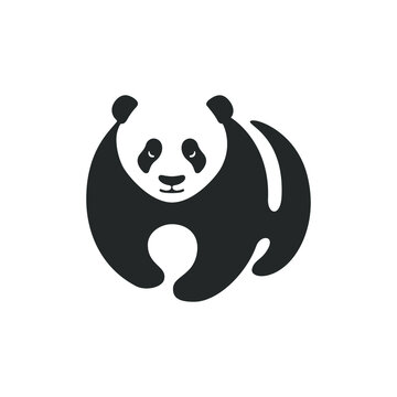 Panda graphic icon. Panda stylized sign isolated on white background. Bamboo bear symbol. Vector Illustration