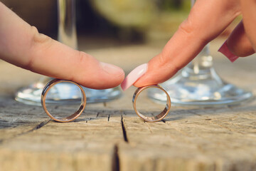newlyweds with golden rings