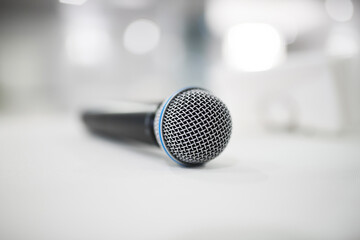 Fototapeta premium silver microphone on table