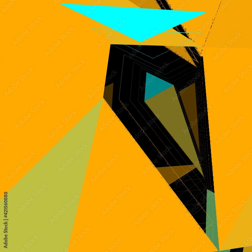 Aufkleber patterns and intricate 3d designs from repeating cube pattern in shades of turquoise on a vivid yell