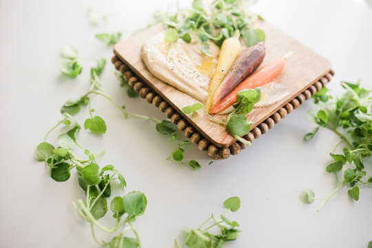 Gourmet Carrots and Humus Healthy Snack 