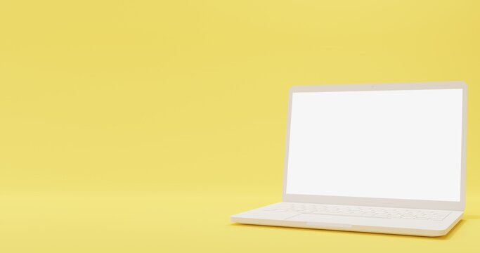 Abstract 3d render, Computer laptop Mockup blank screen, technology devices with empty display, abstract minimal concept, Product Presentation