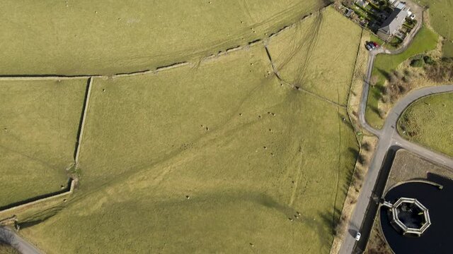 Drone Fly Over Aerial View countryside Peak District Holmfirth West Yorkshire Rolling Hills