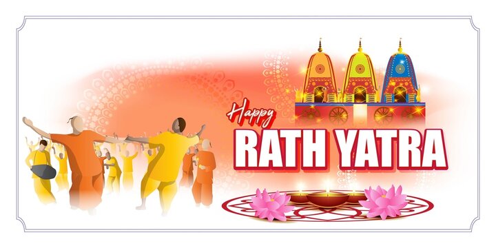 vector illustration for Indian festival Rath Yatra means Chariot Festival.
Illustration with temple on chariot with wheel