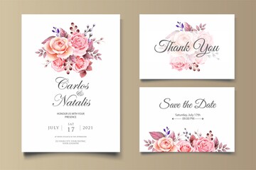 Obraz na płótnie Canvas Beautiful floral wedding invitation template