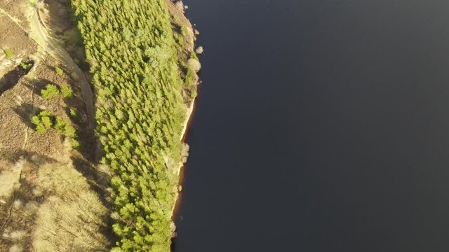 Drone Fly Over Aerial View Of Beautiful Digley Reservoir Peak District Holmfirth West Yorkshire Moors