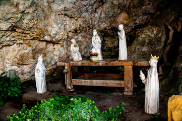 The Hermitage Church  of Saint Catherine of Alexandria  in the cliffs on the shore of Lake Maggiore...