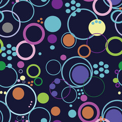Loopy Bright lite in bright colors on blue background seamless vector repeat pattern