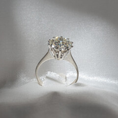 precious solitair brilliant diamond mounted on white gold ring