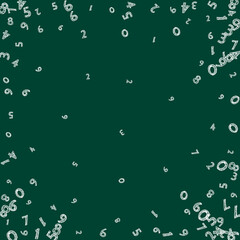 Falling sketch chalk numbers. Math study concept with flying digits. Bold back to school mathematics banner on blackboard background. Falling numbers vector illustration.