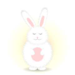 Vector fluffy rabbit. White Easter bunny. Easter character.