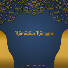 islamic greetings ramadan kareem card design background with mandala art. Vector Illustration